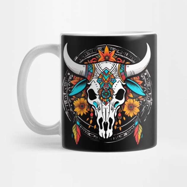 Boho blooming bull skull by Skulls To Go